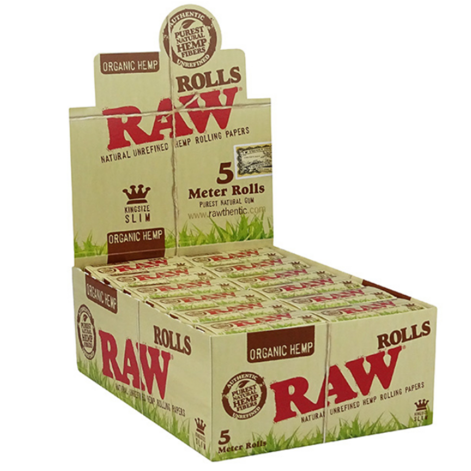 RAW Rolls Organic Hemp, 24 Rolls je 5 Meter